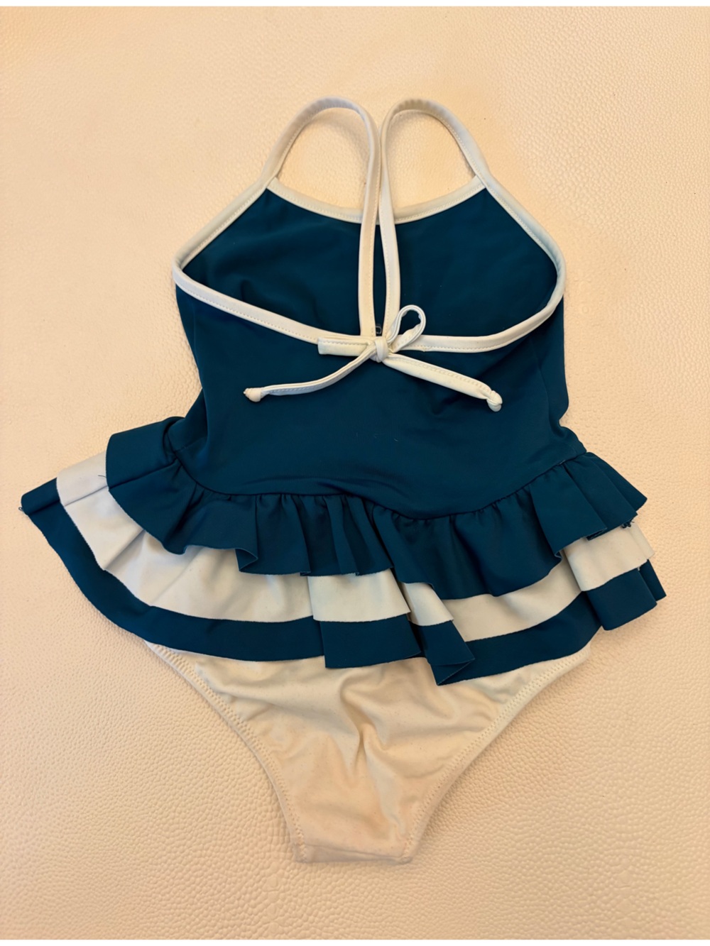 Folpetto kid teal and cream Ruffle One-Piece Swimsuit, 1-2 years - Picture 2 of 3
